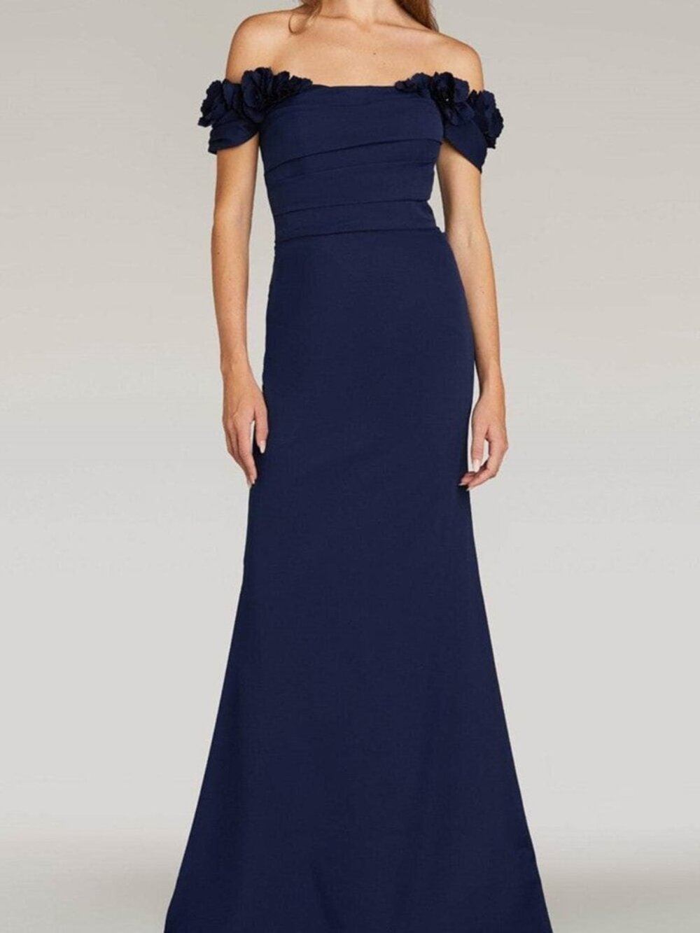 NWT Gia Franco 12220 Mother of the Bride Floral Applique Gown Navy Size 8